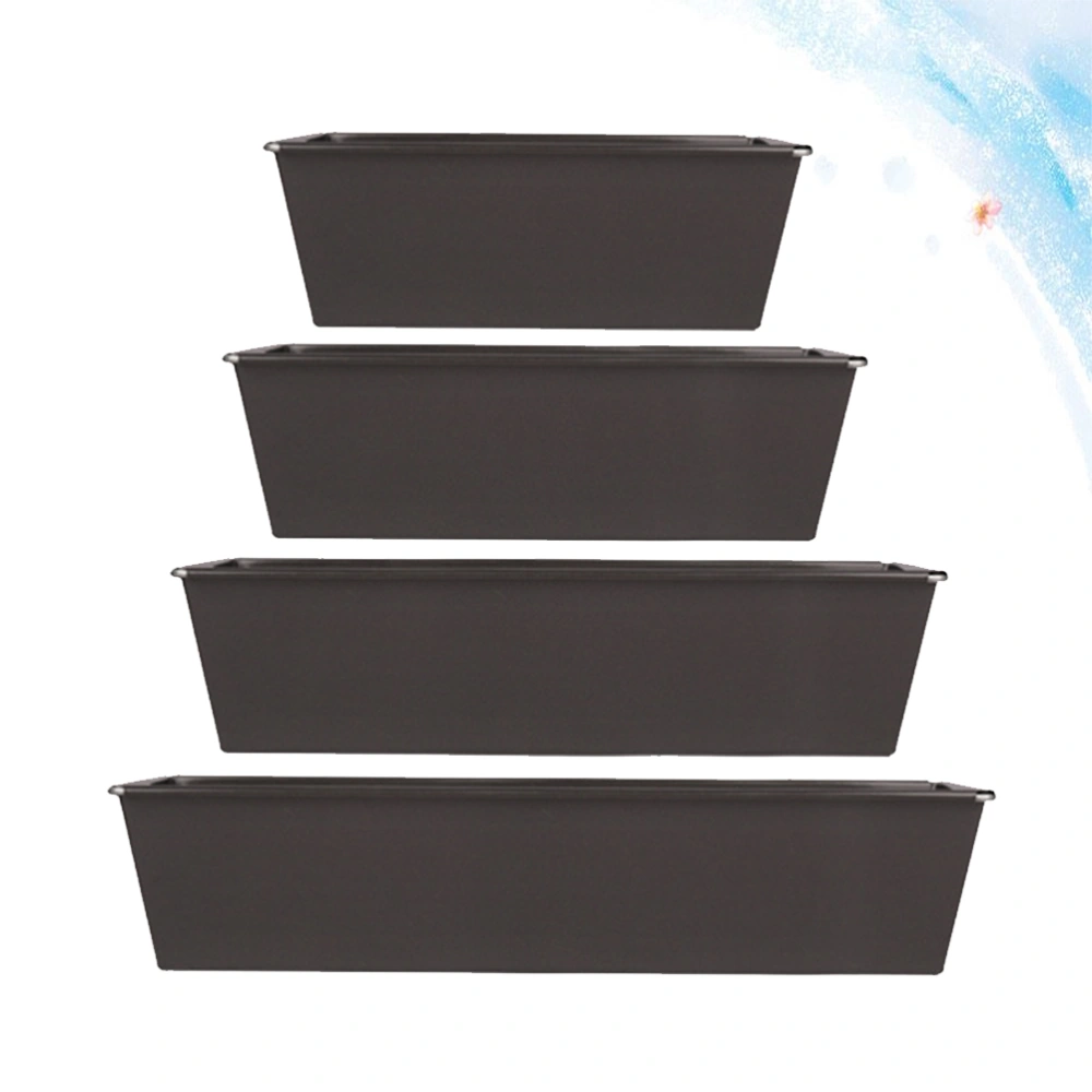 1 Set 4pcs Toast Bread Cake Molds Non-stick Household Baking Pan Baking Mold Bakeware Baking Supplies (Black)