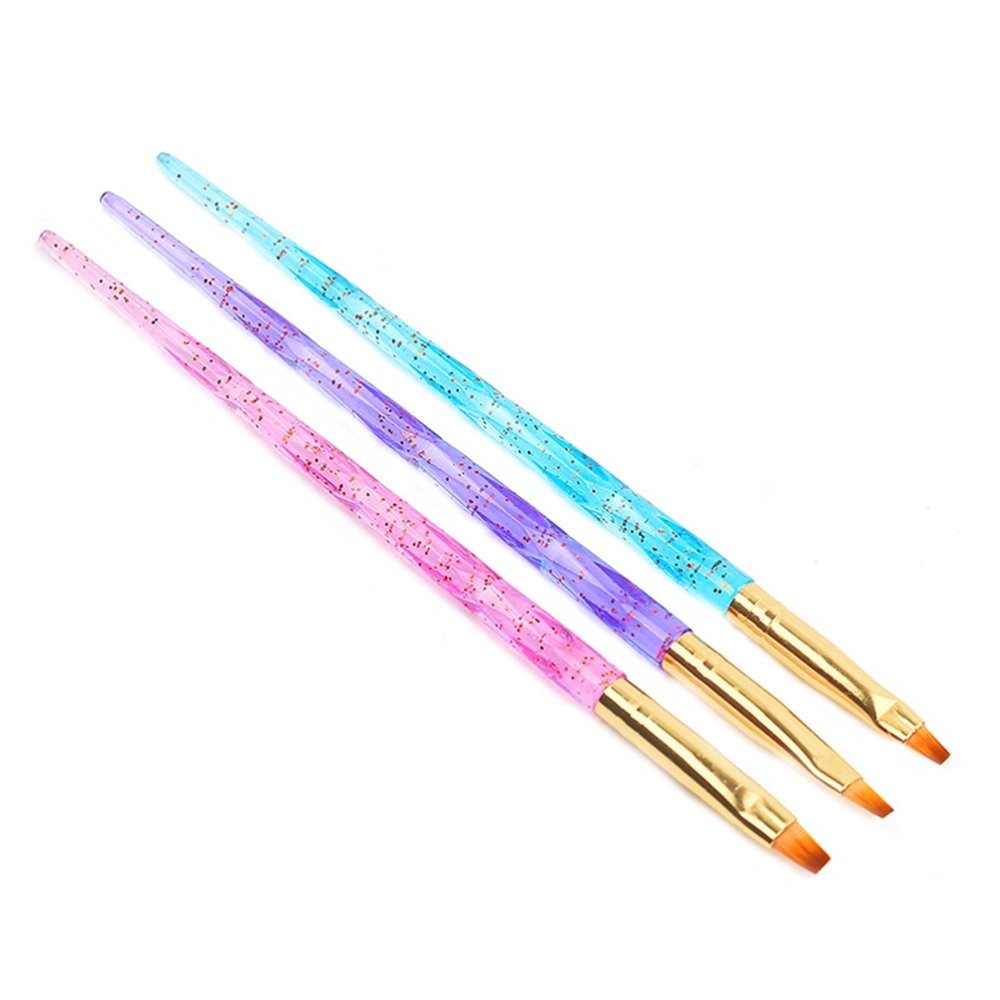 3PCS Flat Head Nail Pen Suit Nail Art Brush Decorations Set Tool Painting Pen Makeup Tools