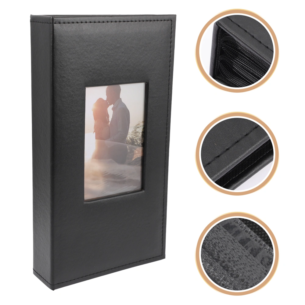 Black Leather Photo Album 300 Pockets Family Photo Album with Front Window