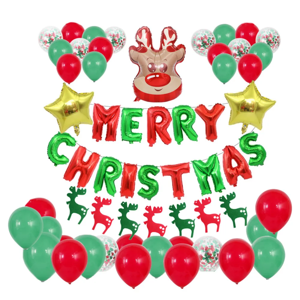 1 Set Elk Balloon Ornament Christmas Banner Latex Ball Christmas Party Decors