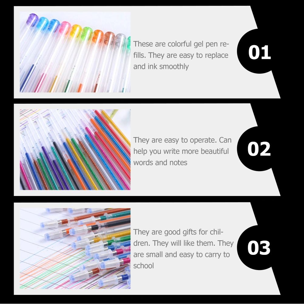 50 Pcs Gel Pen Refills Colorful Gen Pen Refill Student Stationery Office Supplies