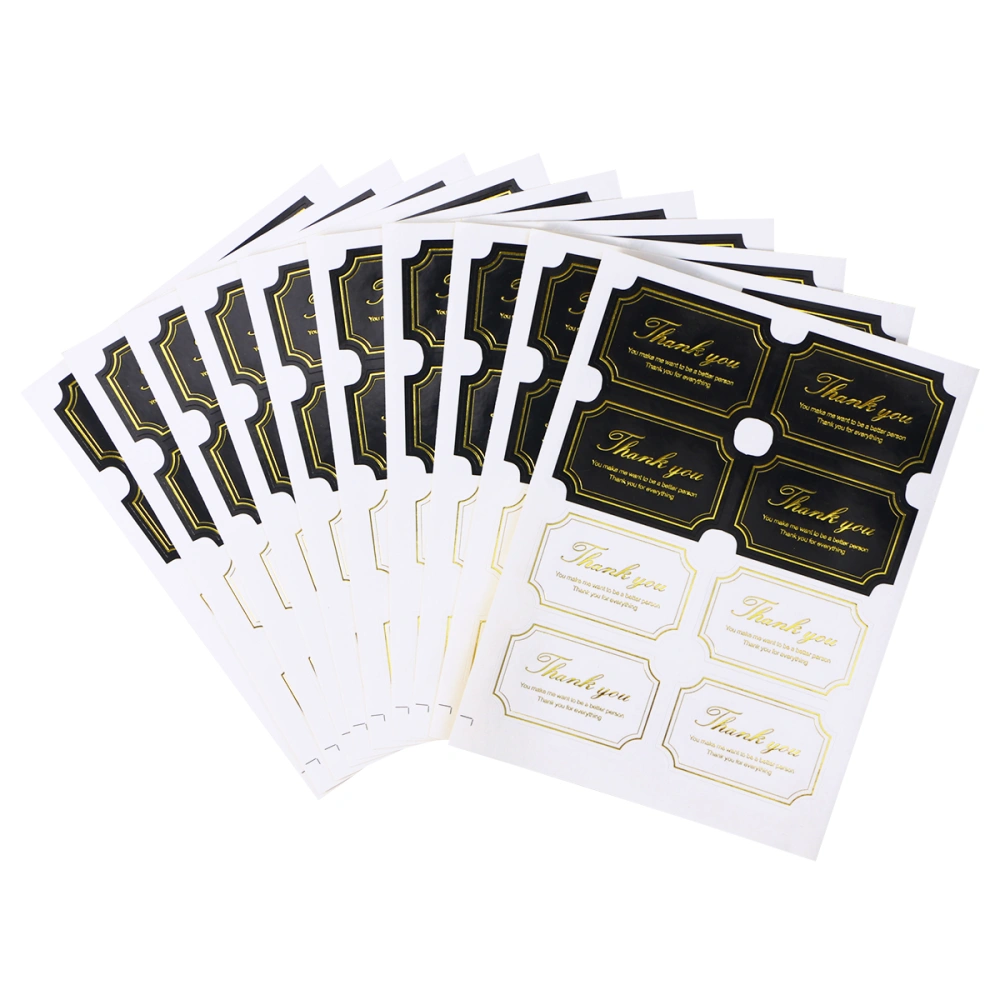 10 Sheets Gilding Thank You Sticker Craft Thank You Label Adhesive Labels Decorative Sealing Stickers