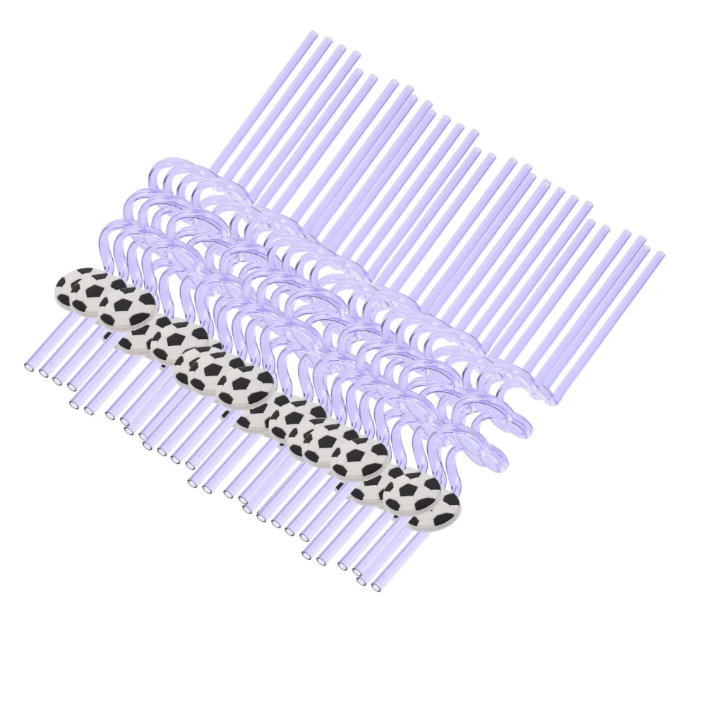 30pcs Football Drinking Straw Plastic Straw Reusable Straws Party Supplies