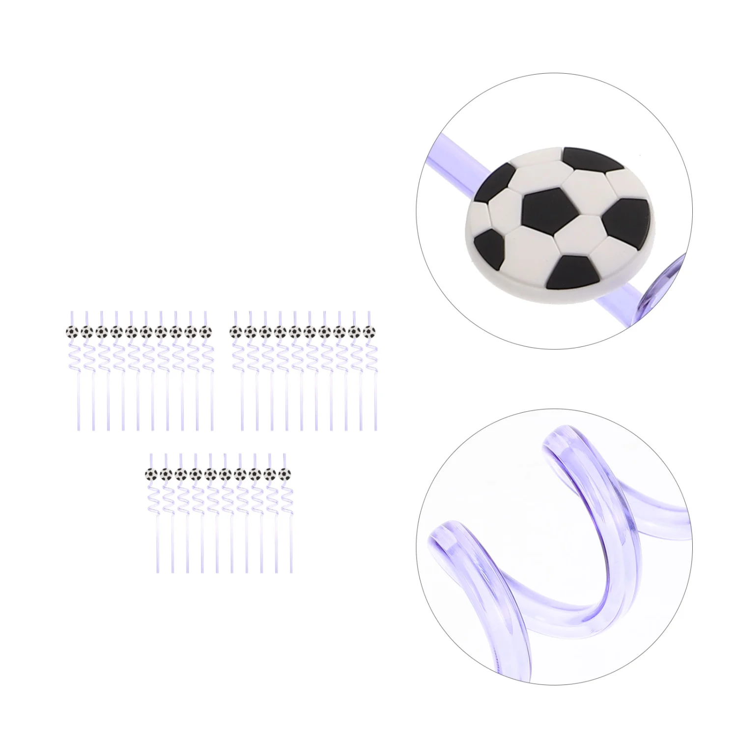 30pcs Football Drinking Straw Plastic Straw Reusable Straws Party Supplies