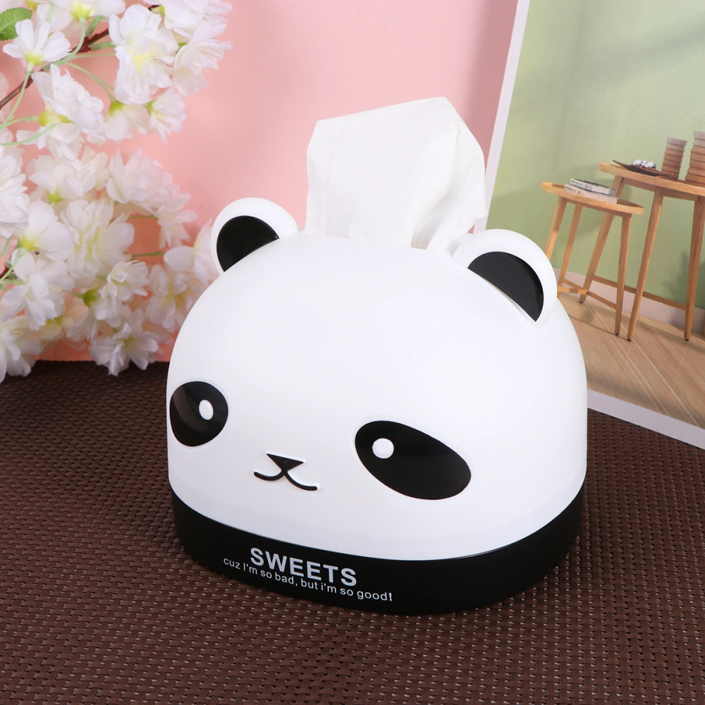 Household Desktop Tissue Box Cartoon Panda Tissue Box Creative Roll Paper Tissue Holder Paper Extraction Storage Box for Home (Black)