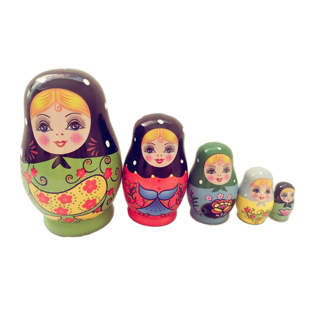 5 Pcs Nesting Dolls Adorable Russian Stacking Dolls Collection Toy Green Girl