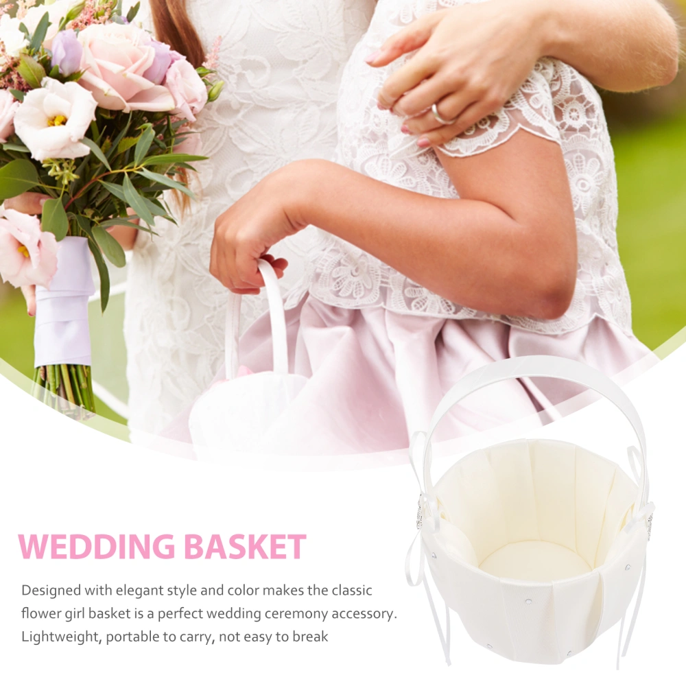 Flower Girl Basket Flower Basket Small Storage Basket with Handle for Wedding Ceremony