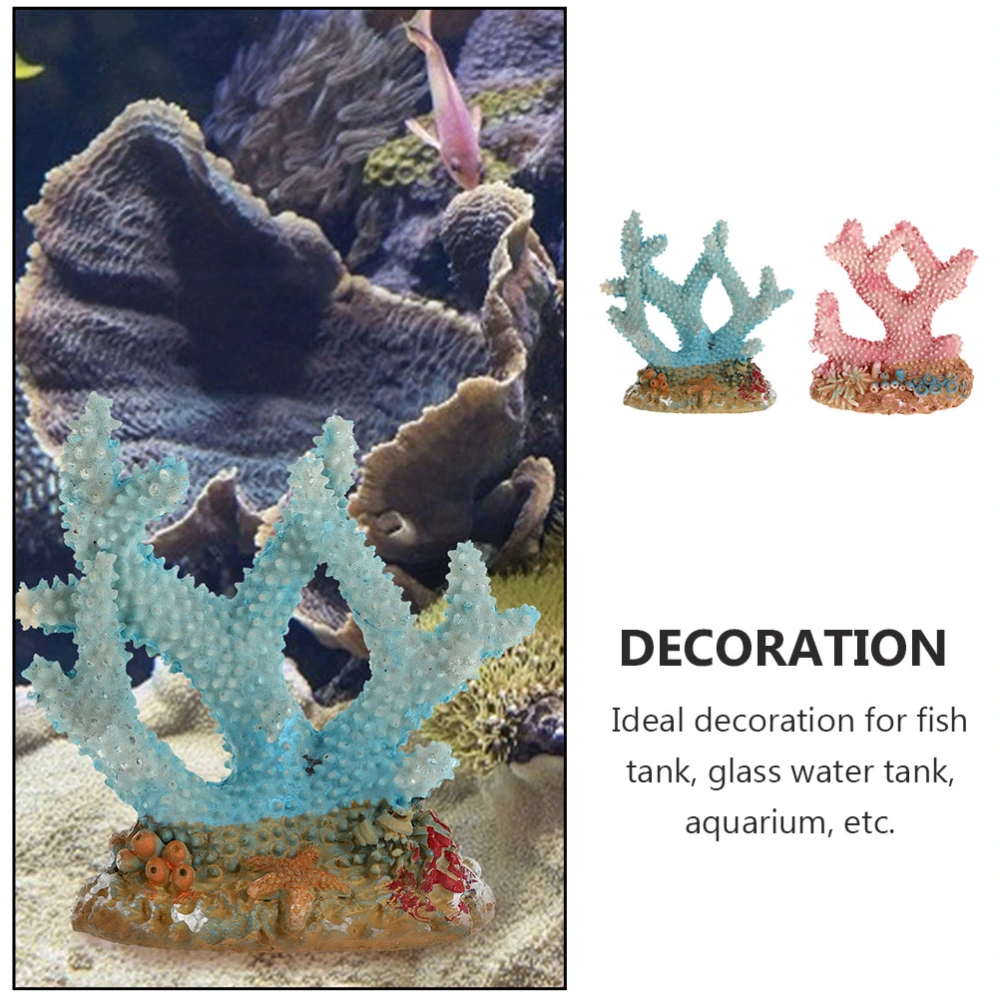 2Pcs Aquarium Coral Ornament Fish Tank Decoration Resin Coral Sculpture