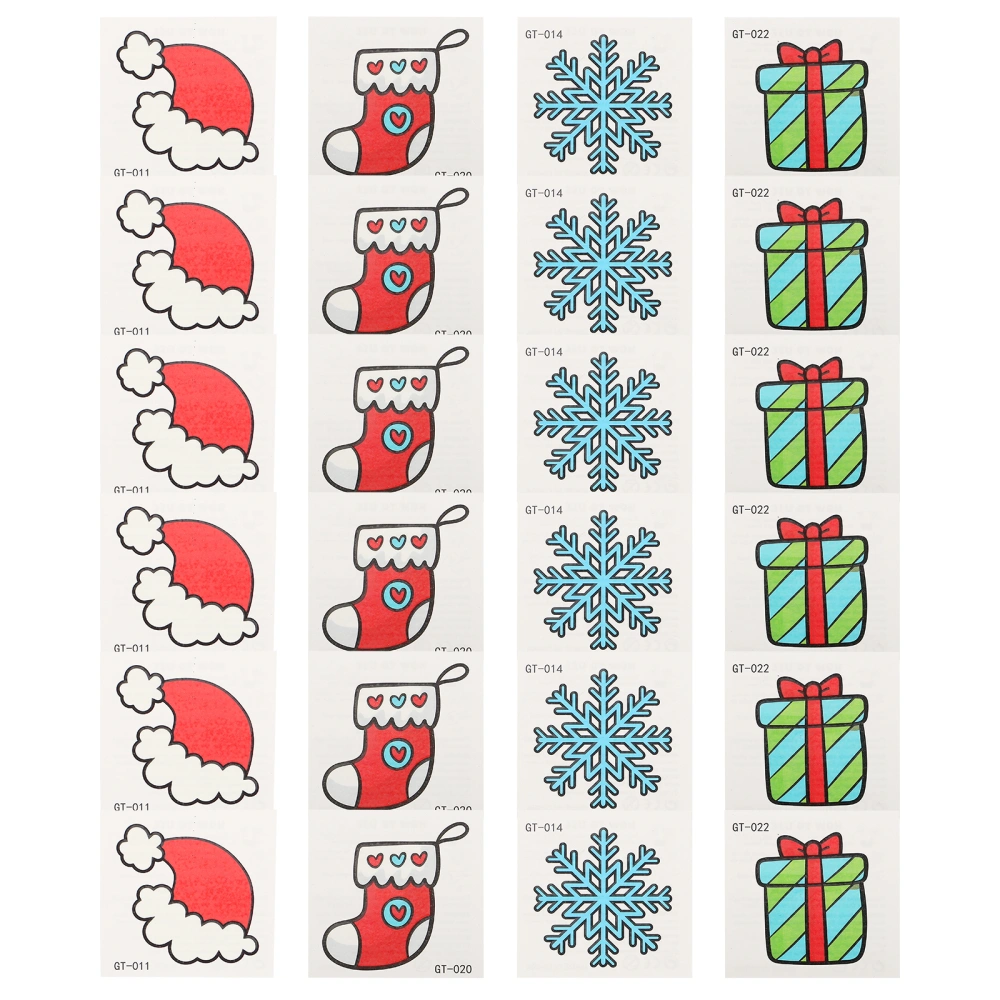 24 Sheets Christmas Face Tattoos Stickers Luminous Stickers Tattoos Decals