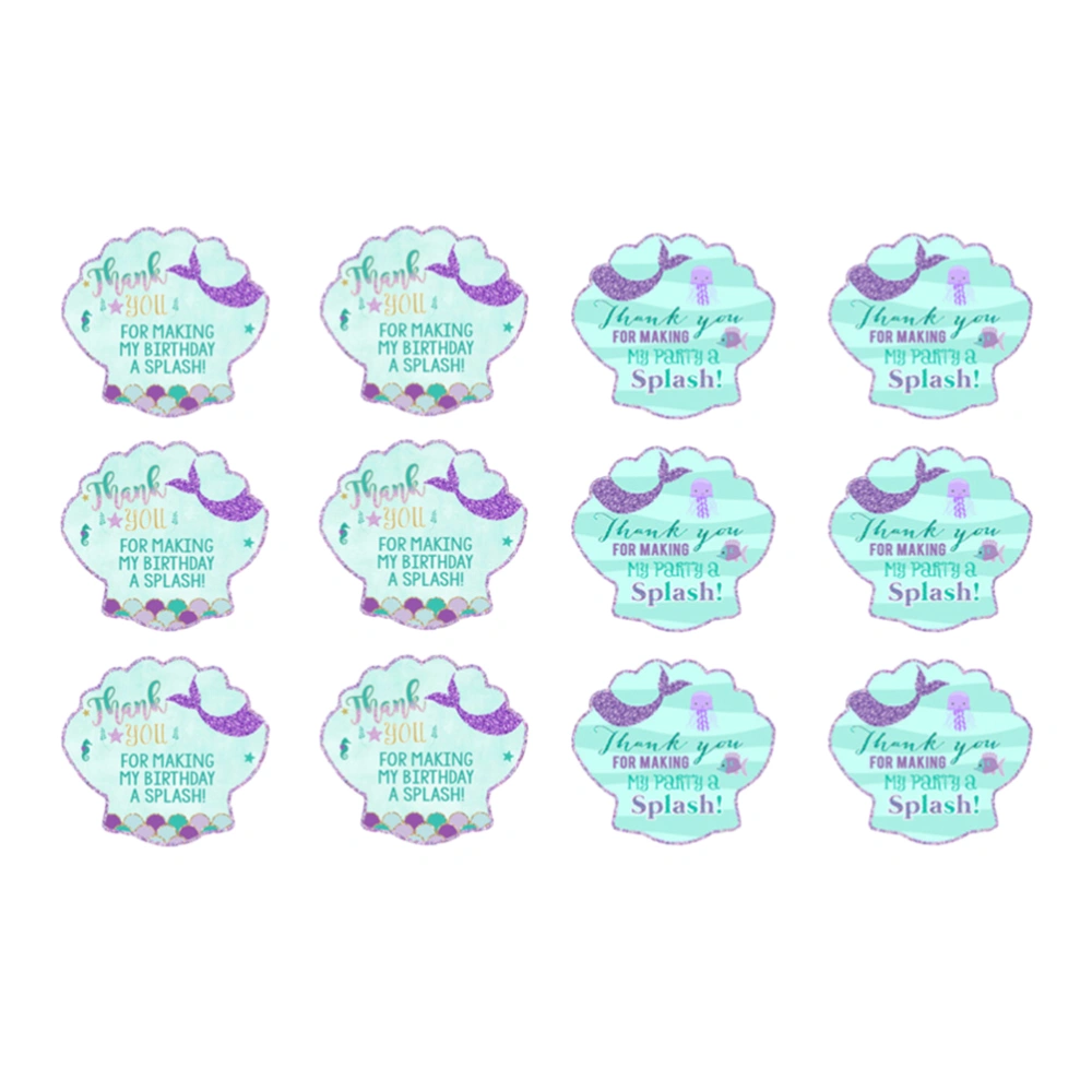 24PCS Mermaid Shape Paper Thanks Paper Tag for Party Birthday Party Gift Tags (With Rope)