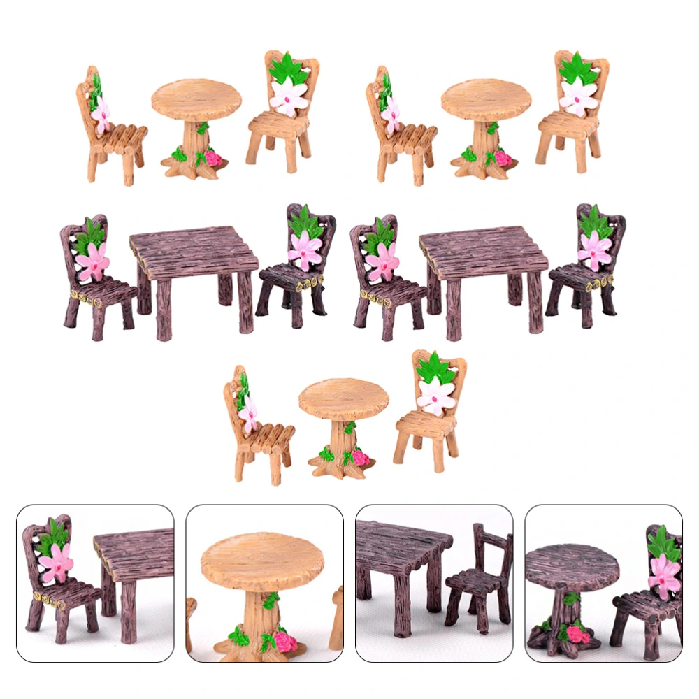 5 Sets House Micro Landscape Decoration Small Table Chair Ornaments Random Style