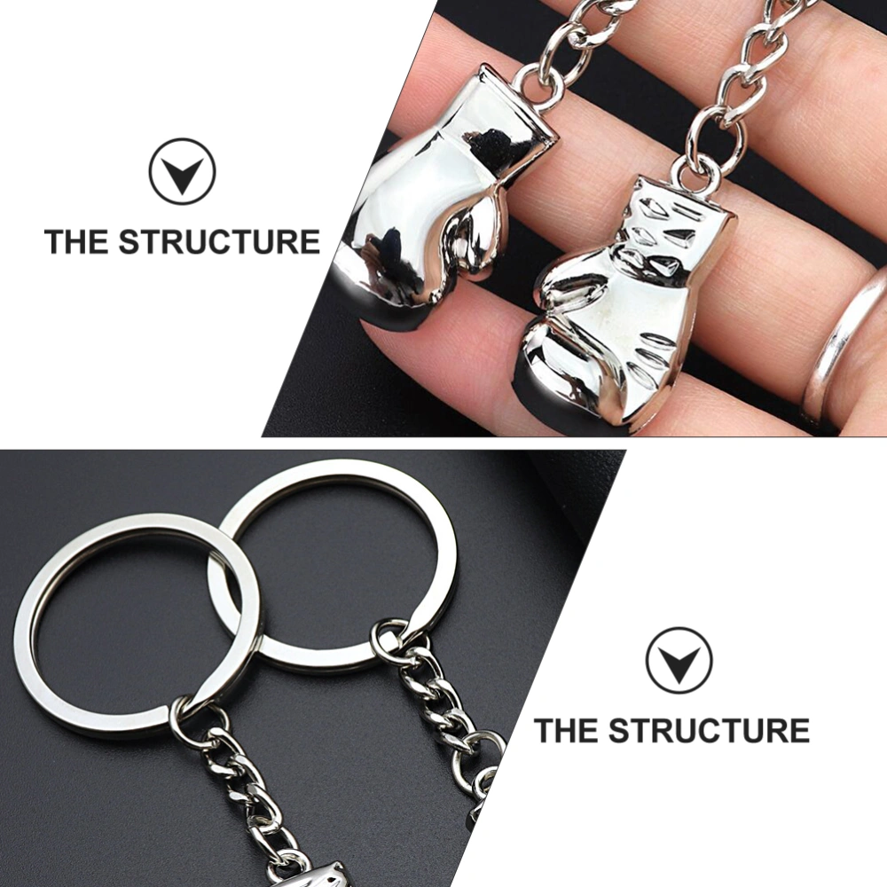 2pcs Metal Key Chain Mini Boxing Glove Key Ring Key Circle Sports Key Holder