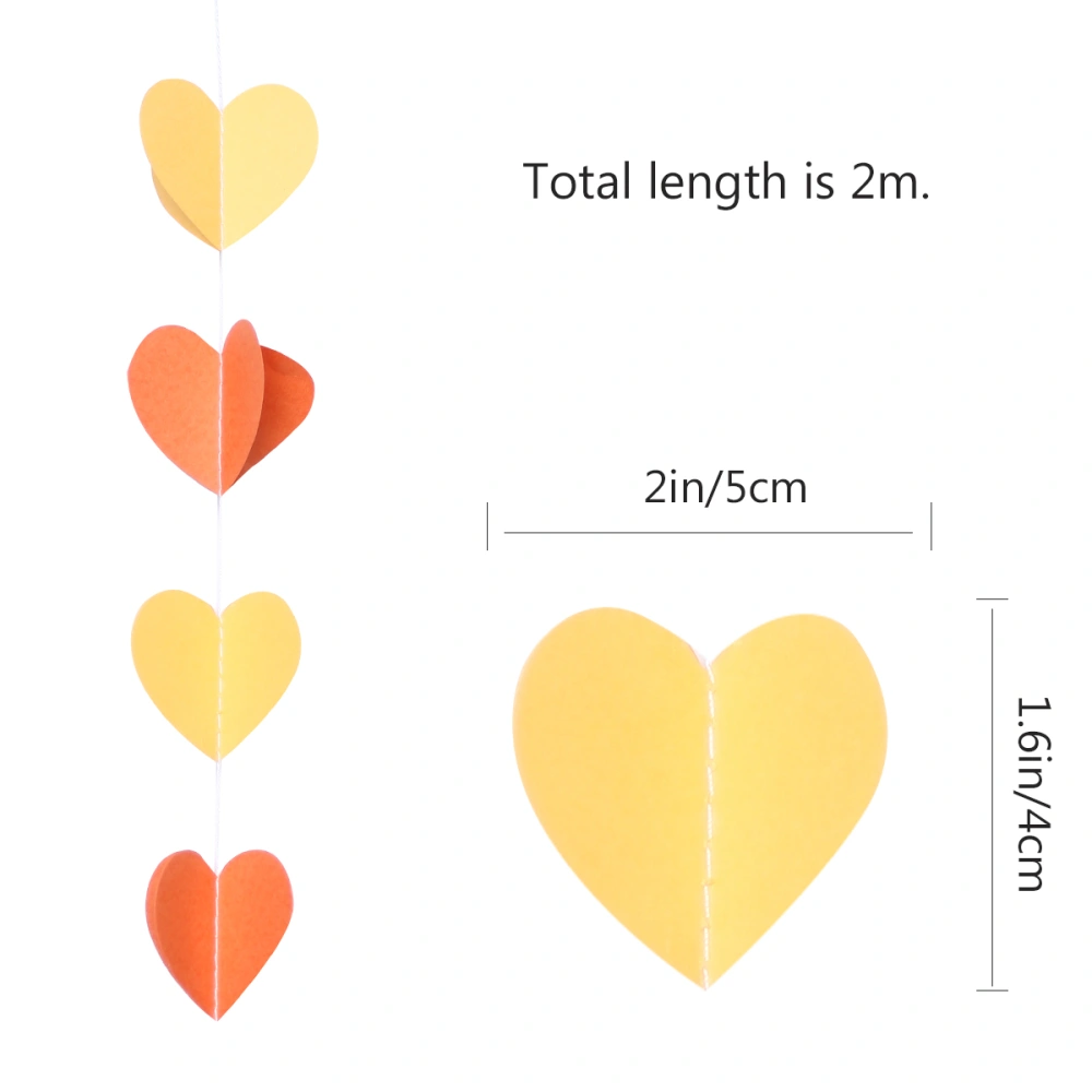 2M Heart Shape Paper Garland Wedding Birthday Party Decoration Event Supplies (Orange Red+ Golden Yellow)