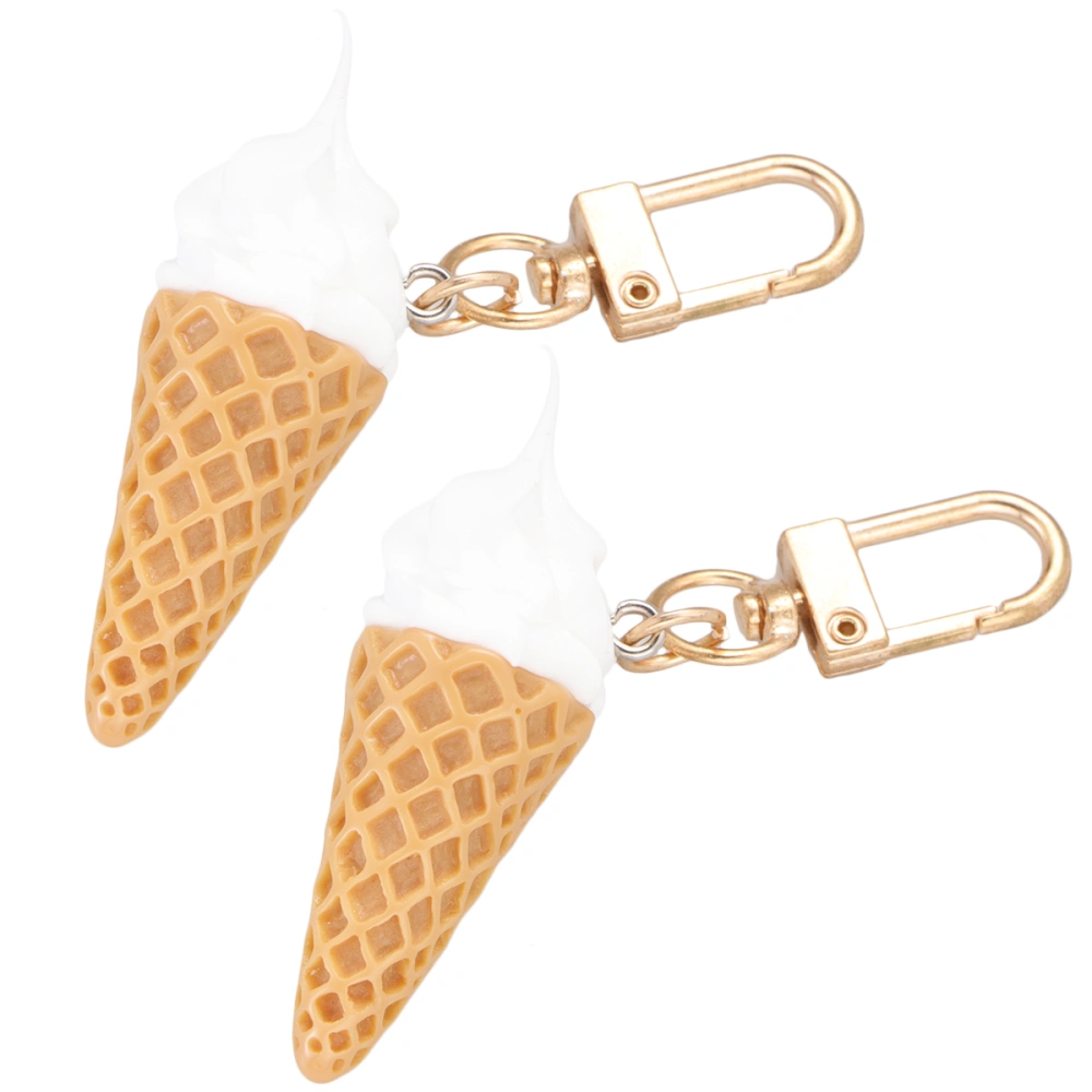 2pcs Ice Cream Cones Hanging Key Rings Car Pendant Ornaments Key Holder for Man Woman Kids (Q026-01 No Headphone Case)