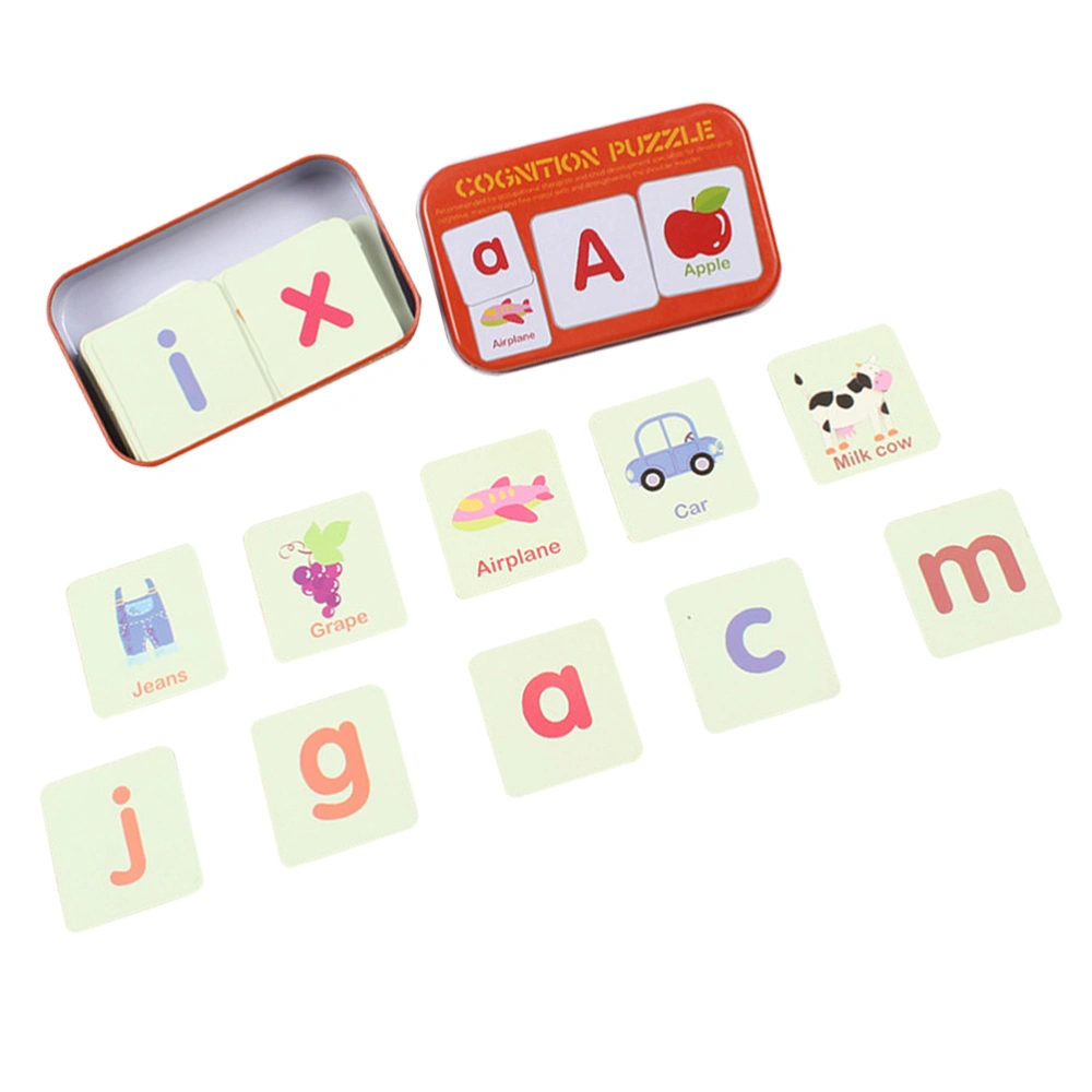 1 Set 56pcs Kids Literacy Puzzle Board Puzzle Toy Creative Educational Playthings Early Learning Cognitive Toy for Kids Children (Red, Letter Recognition Card)