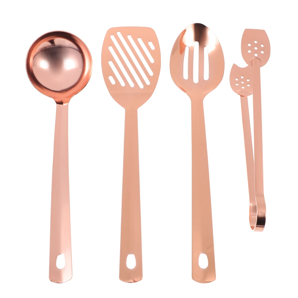 4Pcs Domestic Food Clamp Spoon Colander Spoon Hot Pot Tableware (Rose Gold)