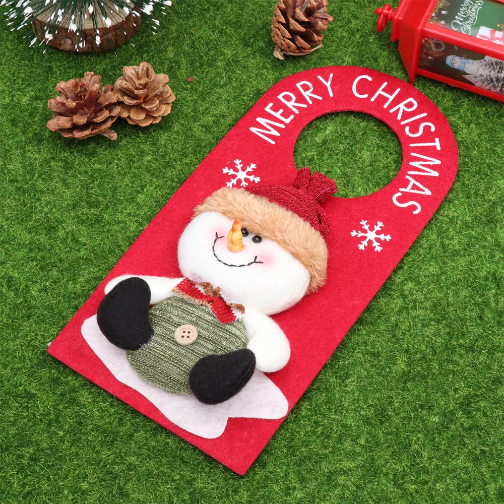 1pc Classic Christmas Door Hanging Pendants Door Knob Hanging Ornament Creative Christmas Pendants for Hotel Mall Office Door Decor Snowman Style