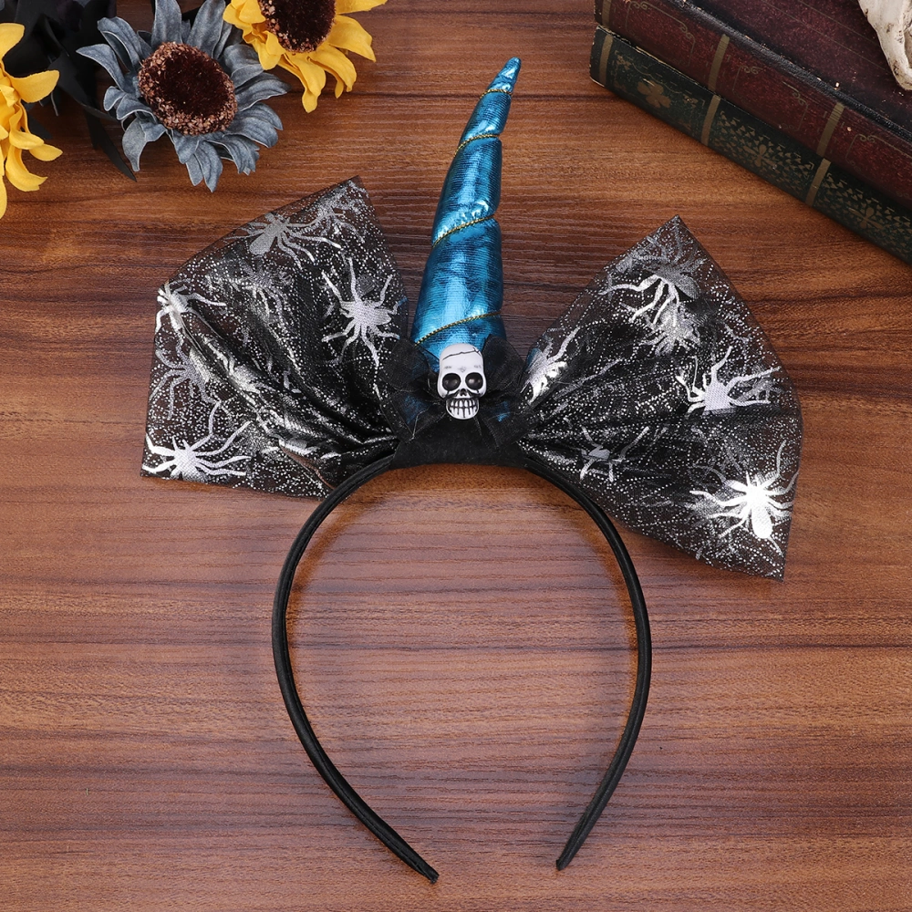 Halloween Bow Blue Unicorn Shaped Headband Girl Headband For Party Decoration Use