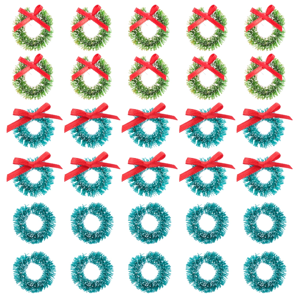 30Pcs Mini Christmas Wreaths Decoration Sisal Silk Christmas Crafts Ornament