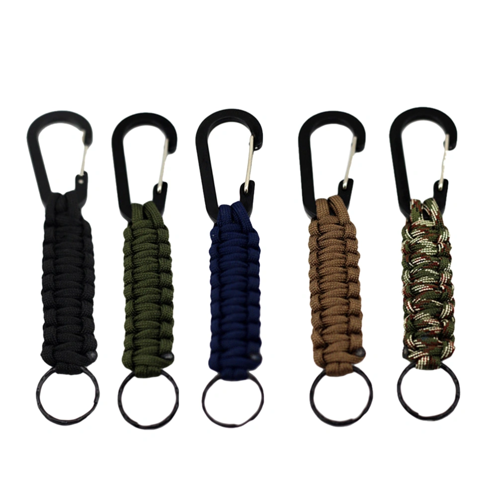 5 Pcs 5 Colors Aluminum Carabiner D-Ring Key Chain Keychain Clip Hook Alloy Nylon Rope Outdoor Buckle Camping Equipment for Camping Climbing