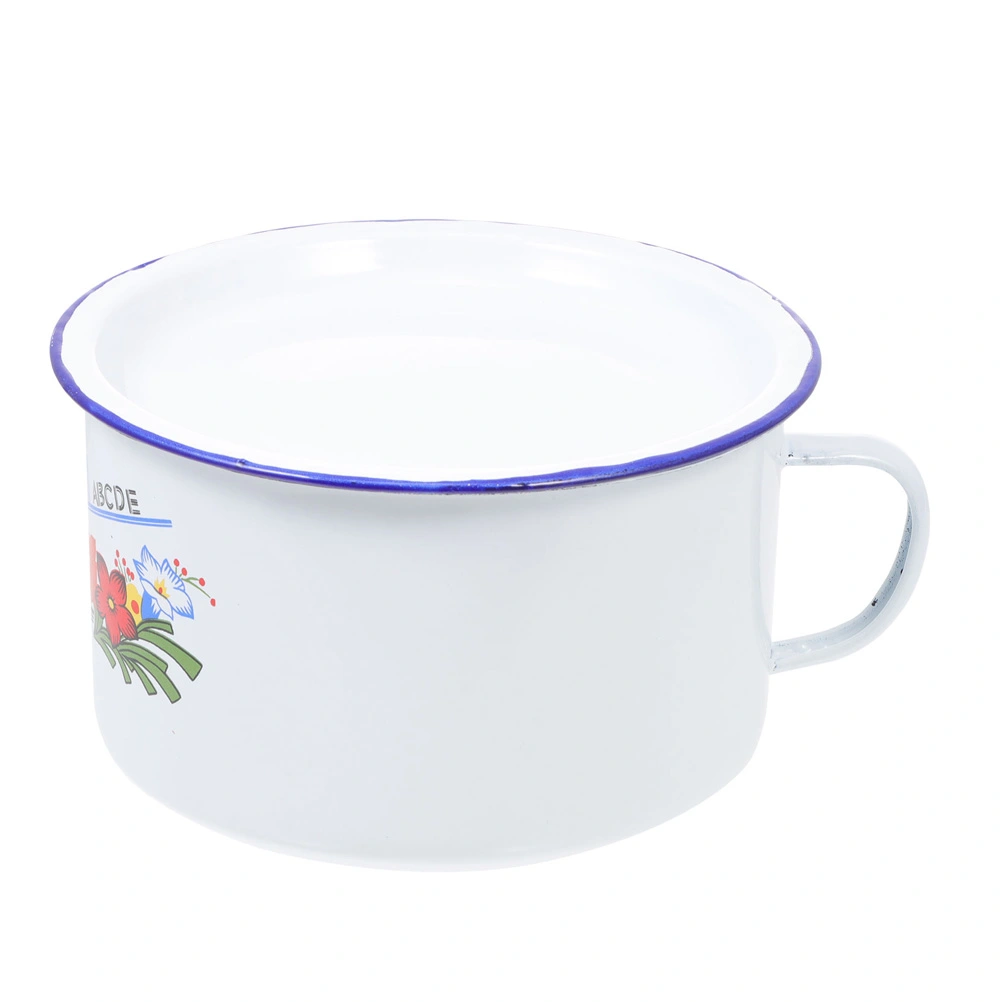 1 Set of Retro Style Lard Bowl Iron Enamel Bowl Household Soup Bowl with Lid