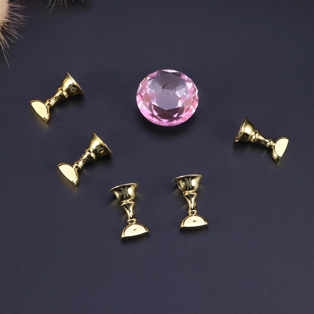 False Nail Tips Display Stand Holder Nail Art Decoration Magnetic Alloy Crystal Manicure Design Nail Polish Shelf (Pink)