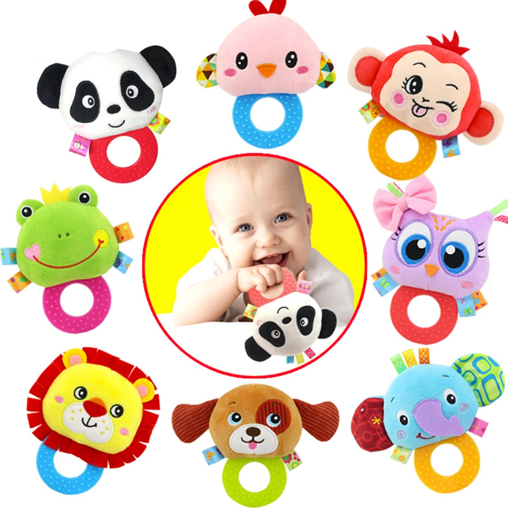 Baby Rattle Hand Bell Toys Plush Owl Elephant Monkey Lion Rattle Dolls Gifts for Infants (Frog)