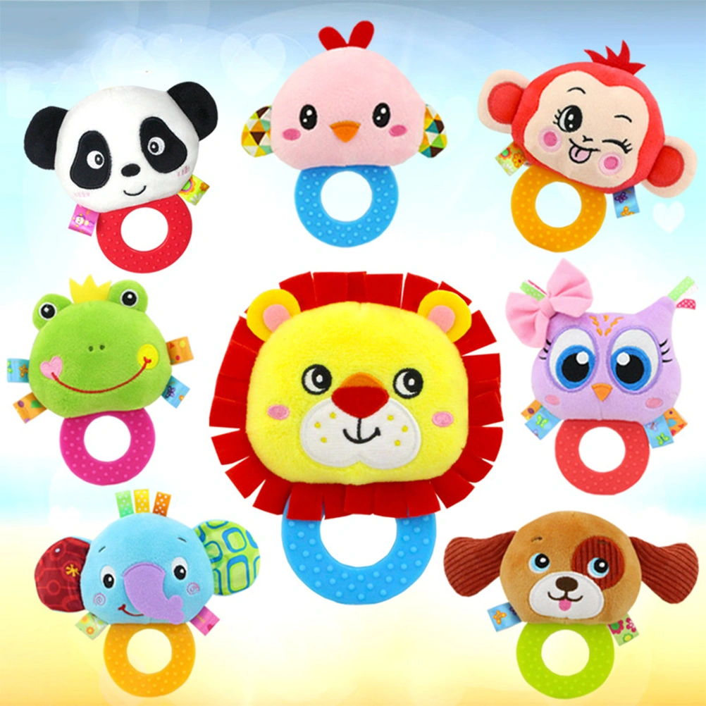 Baby Rattle Hand Bell Toys Plush Owl Elephant Monkey Lion Rattle Dolls Gifts for Infants (Frog)