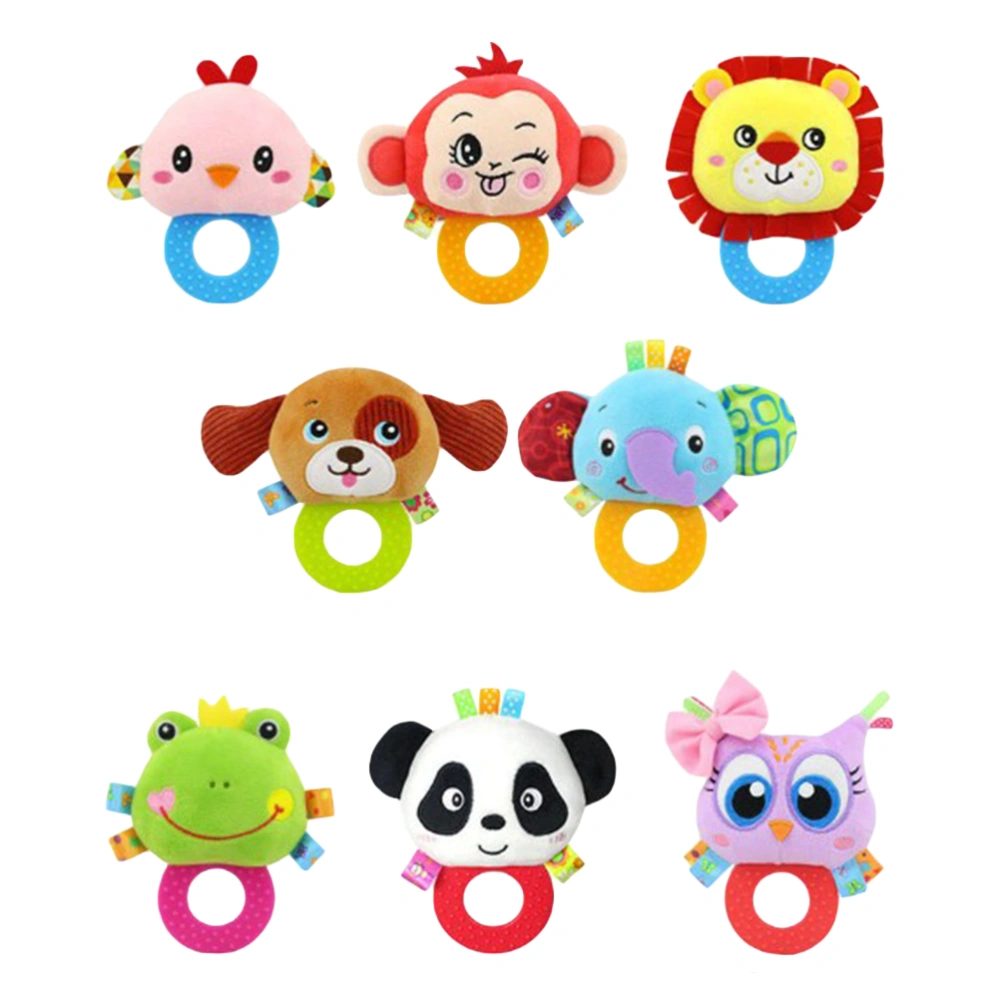 Baby Rattle Hand Bell Toys Plush Owl Elephant Monkey Lion Rattle Dolls Gifts for Infants (Frog)