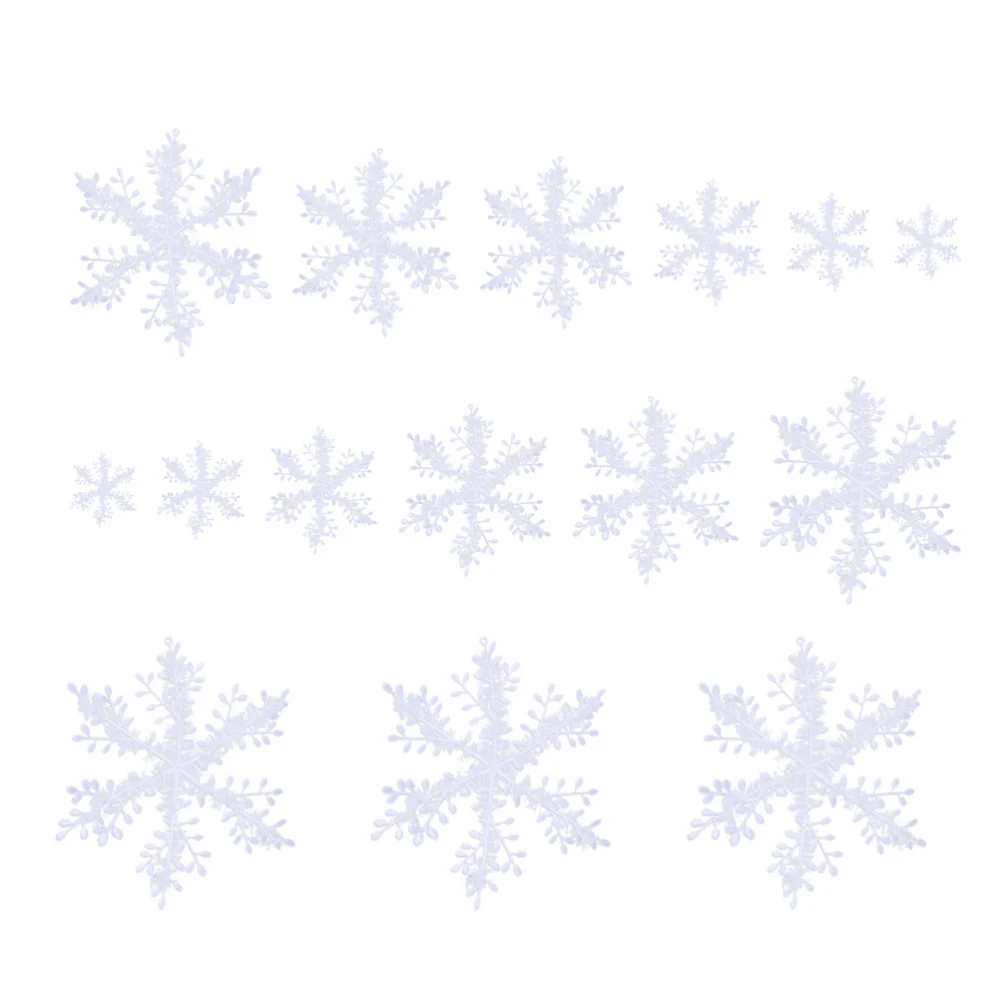 60pcs Creative Christmas Snowflake Christmas Tree White Snowflakes Pendant Ornaments Artificial Snowflakes Confetti Layout Decorative Props (6cm, 8cm, 11cm, and 15cm,18cm, 22cm and 28cm, 3 Pack for Each Size)