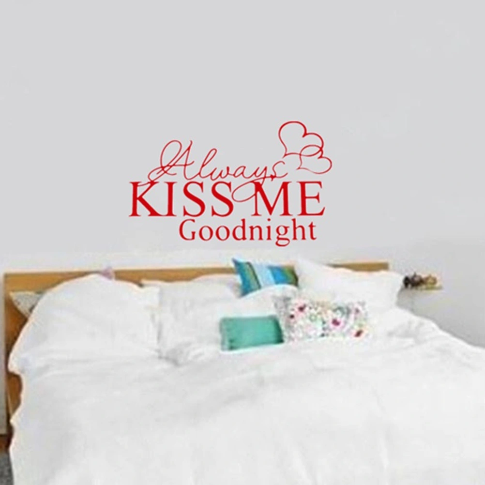 Wall Sticker Always Kiss Me Goodnight Home Decor for Bedroom Living Room Wall Art Decal (Red)