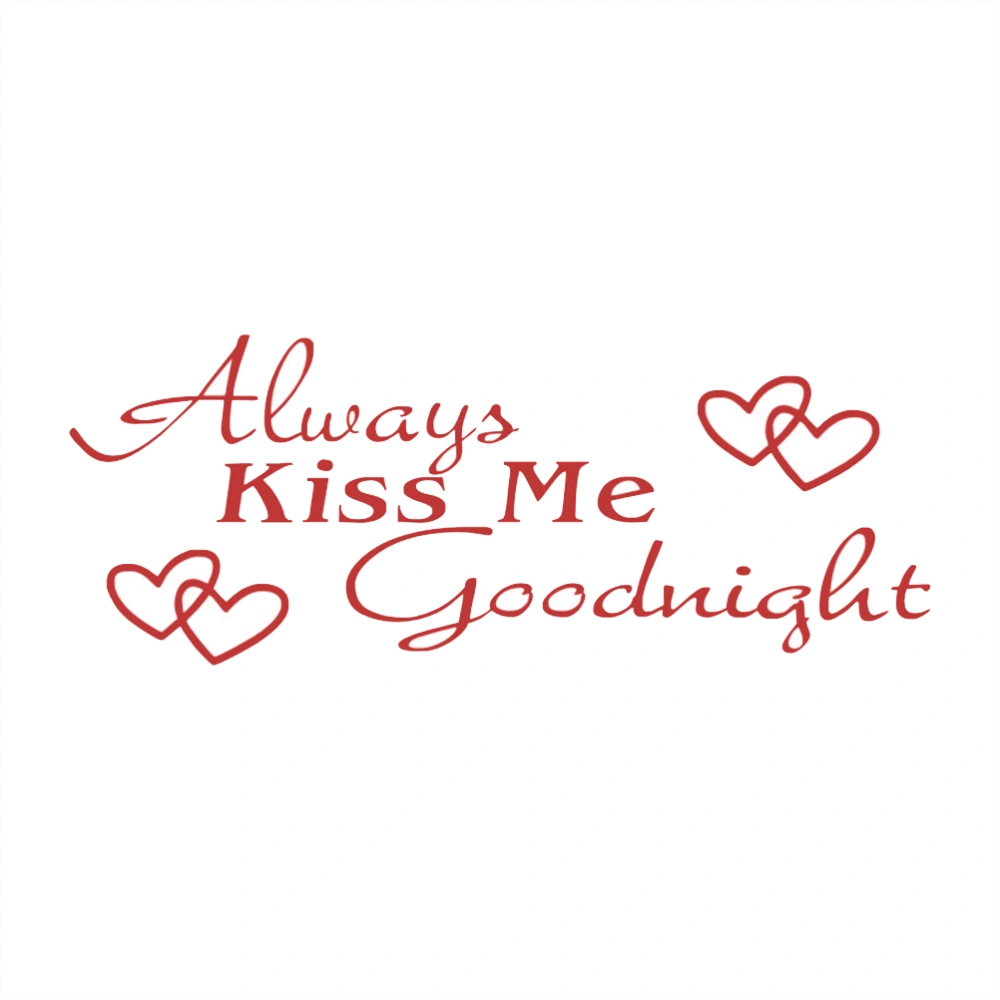 Wall Sticker Always Kiss Me Goodnight Home Decor for Bedroom Living Room Wall Art Decal (Red)