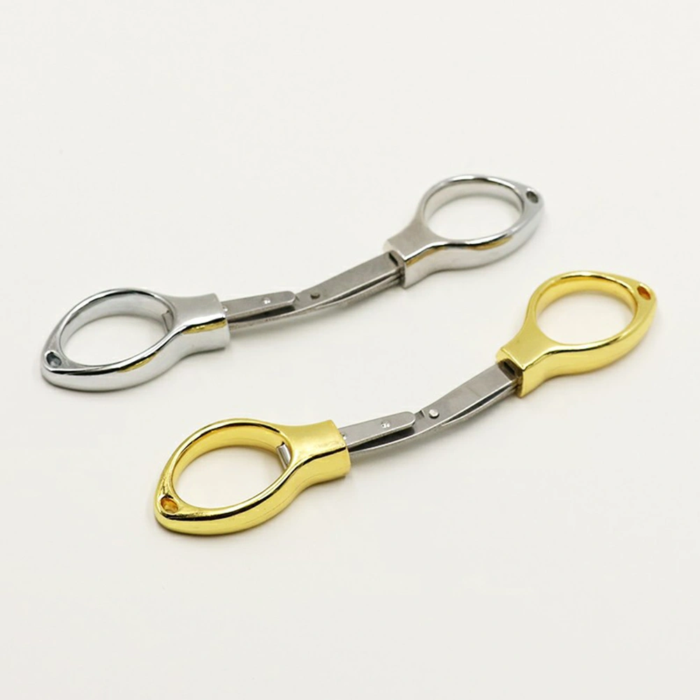 Convenient Folding Stainless Steel Glasses Small Scissors Keychain Camping Fishing Scissor Mini Cutter(ABS Gold Plated)