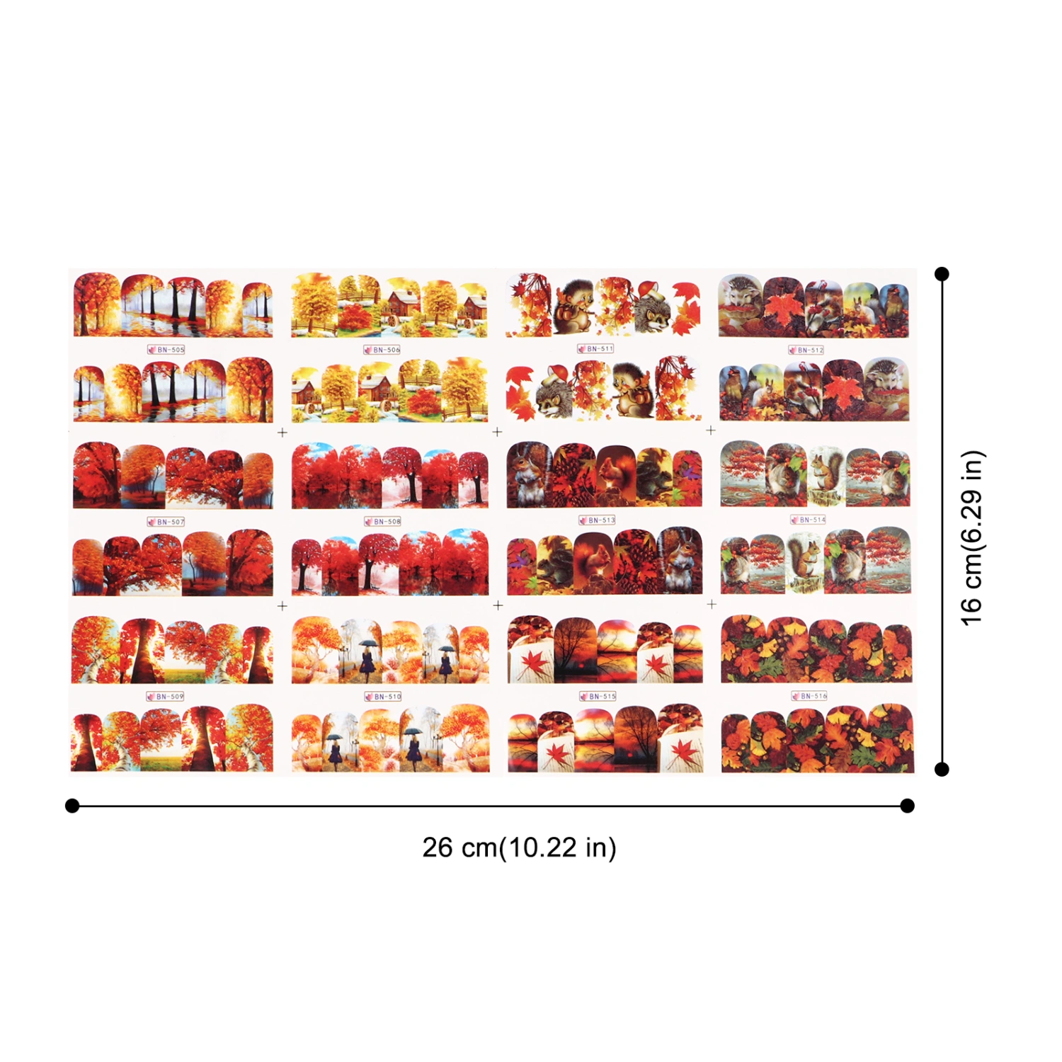 60 Sheets Fall Squirrel Maple Nail Stickers Nail Art Manicure Decoration