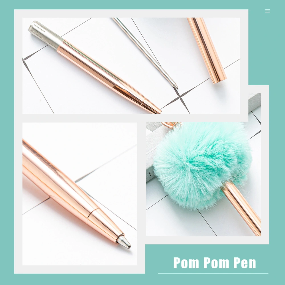 2Pcs Crown Pompom Pen Sign Pen Fluffy Balls Writing Pen Girl Loved Ballpoint Pens