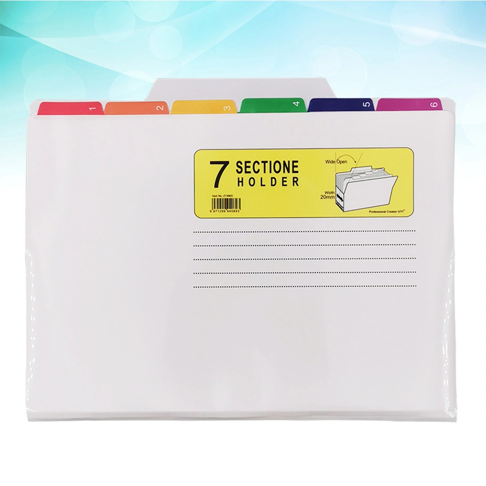 1pc Plastic File Folder Paper Classification Folder Waterproof Document Organizer Filing Products Report Folder Organizer (7 Section Holder Style)