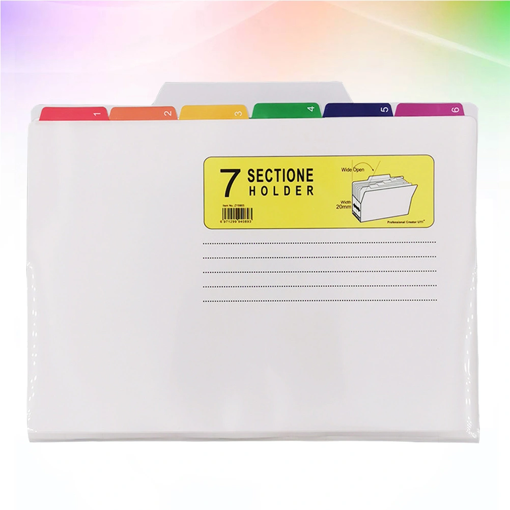 1pc Plastic File Folder Paper Classification Folder Waterproof Document Organizer Filing Products Report Folder Organizer (7 Section Holder Style)