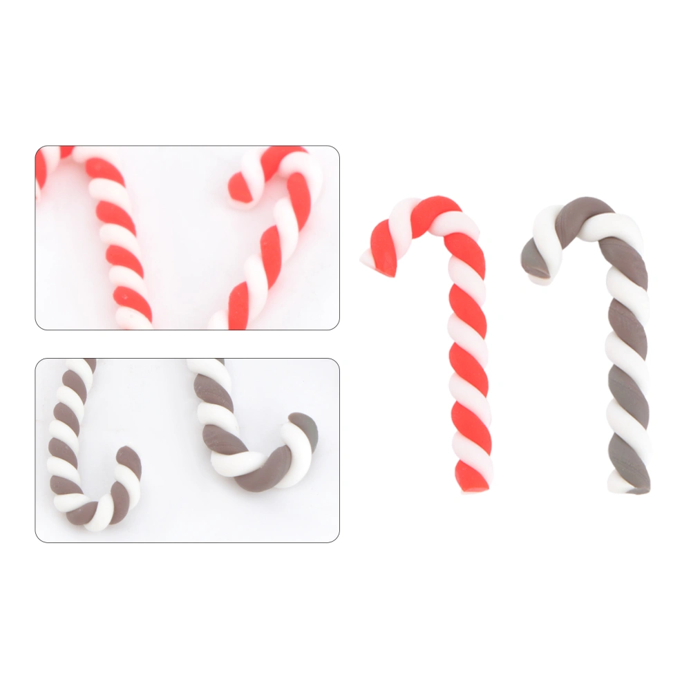 20Pcs DIY Phone Case Accessory Christmas Mini Cane Shaped Decor (Red Coffee)