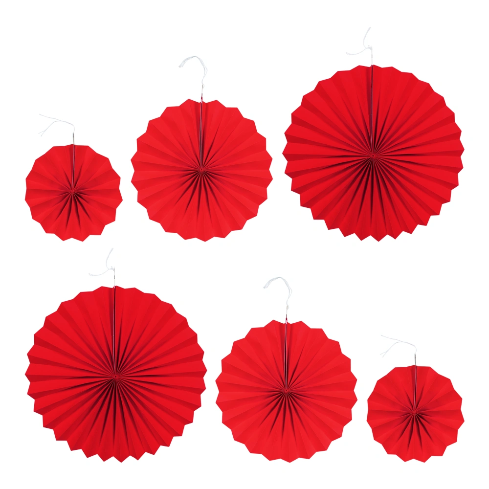 6 Pcs Paper Folding Fan Adorns Party Fan Flower Decors Adorable Paper Fans