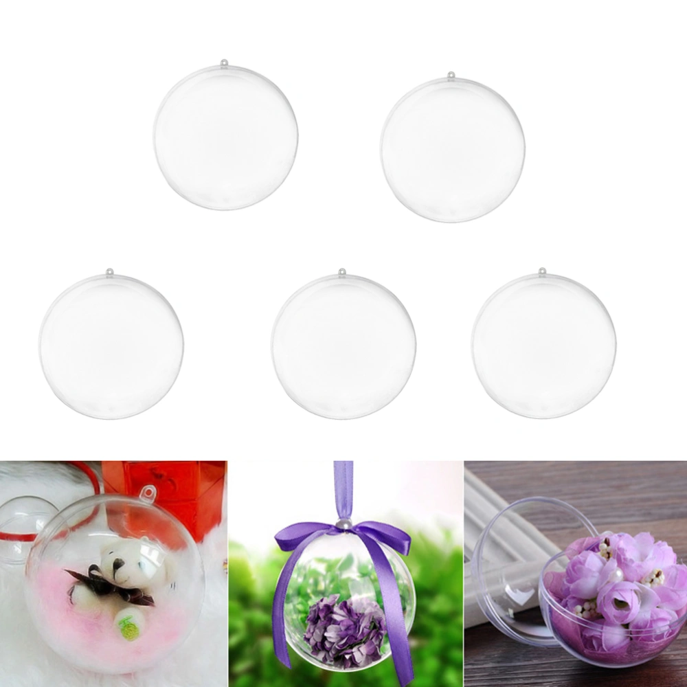 5pcs/Pack Transparent Ball Christmas Tree Pendant Ornaments Xmas Hanging Decoration Bauble Candy Confetti Gift Box Holder Party Wedding Decor 4cm