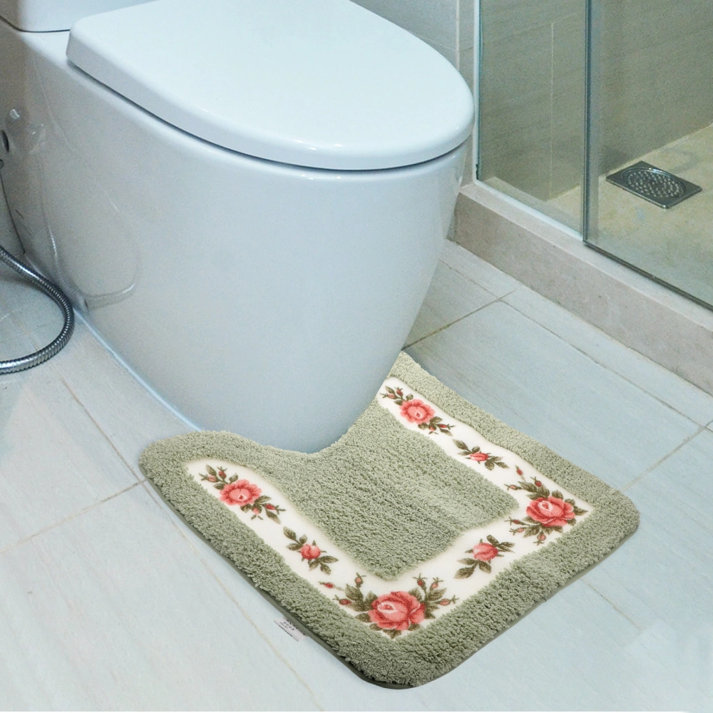 1Pc Pastoral Style Closestool U-shaped Mat Anti-slip Floor Mat Supple Feet Pad