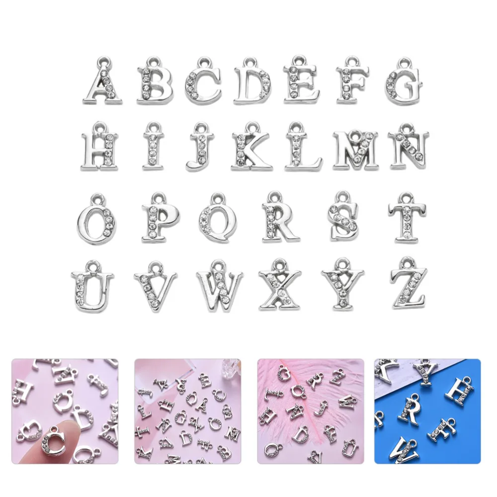 26Pcs Alphabet Pendants Decorative Letter Pendants Delicate English Pendants