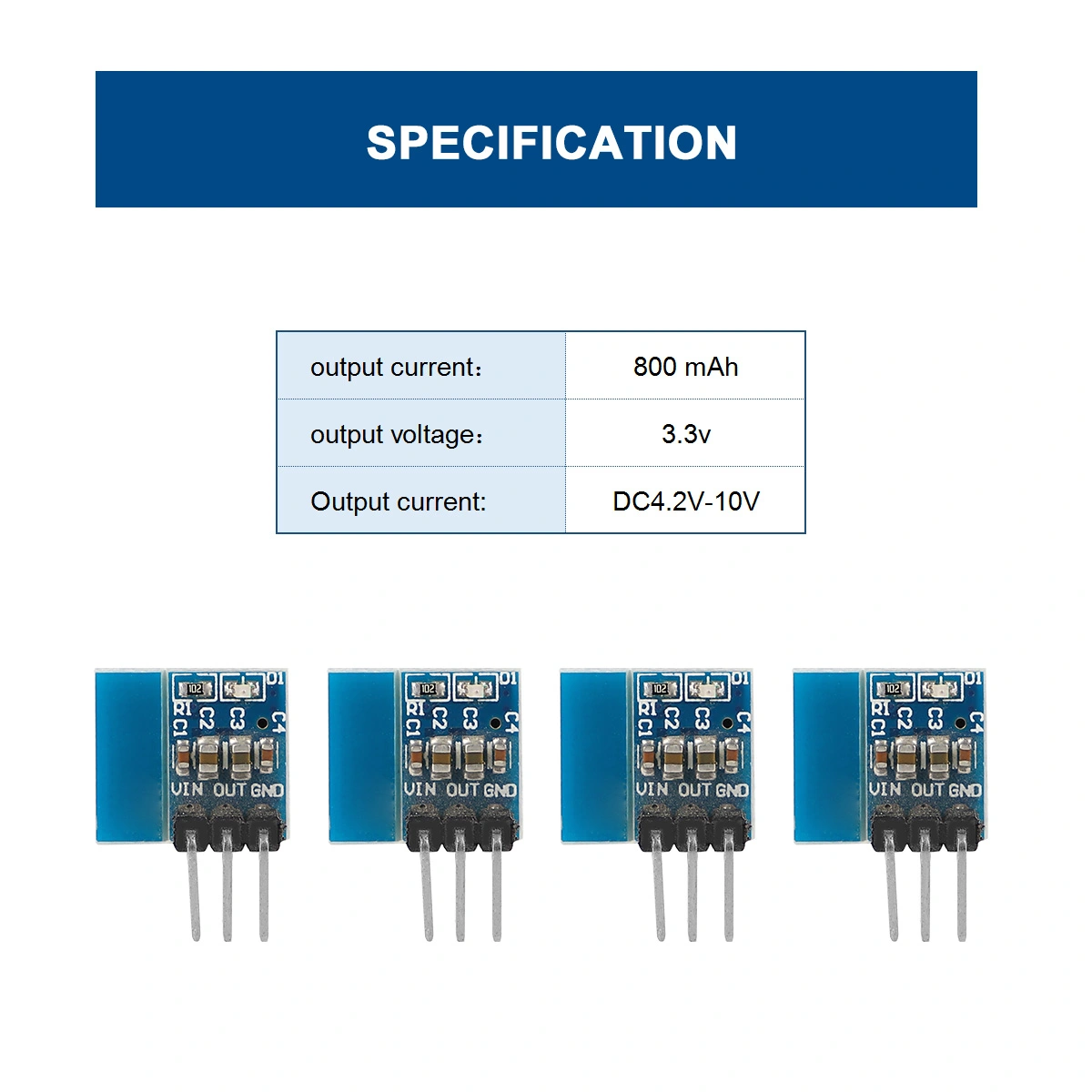 10pcs 3 Pin AMS1117-3.3 DC-DC Step-Down Power Module 3.3V Buck Module LDO 800mA (Blue)