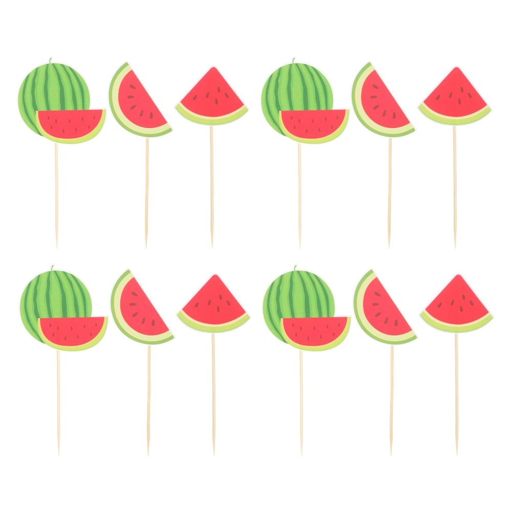 36Pcs Creative Watermelon Cupcake Topper Fruit Party Cake Decorations  for Summer