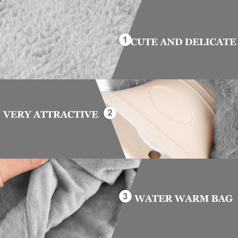 Hand Plug-In Hot Water Bag Hot Water Bottle Plush Water Bag Hot-water Bag with Plush Cover (2000ml)