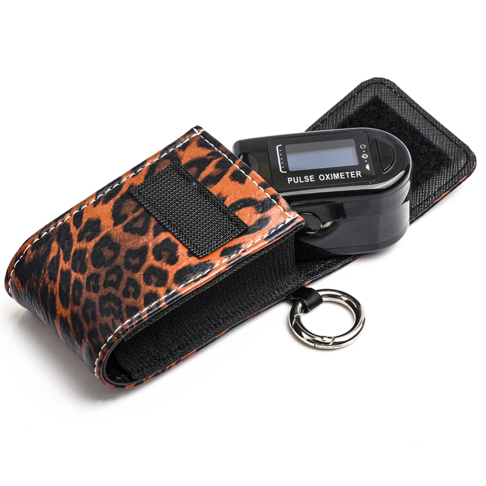 Portable Oximeter Storage Bag Leopard Leather Oximeter Bag Protective Oximeter Pouch (Black Brown)