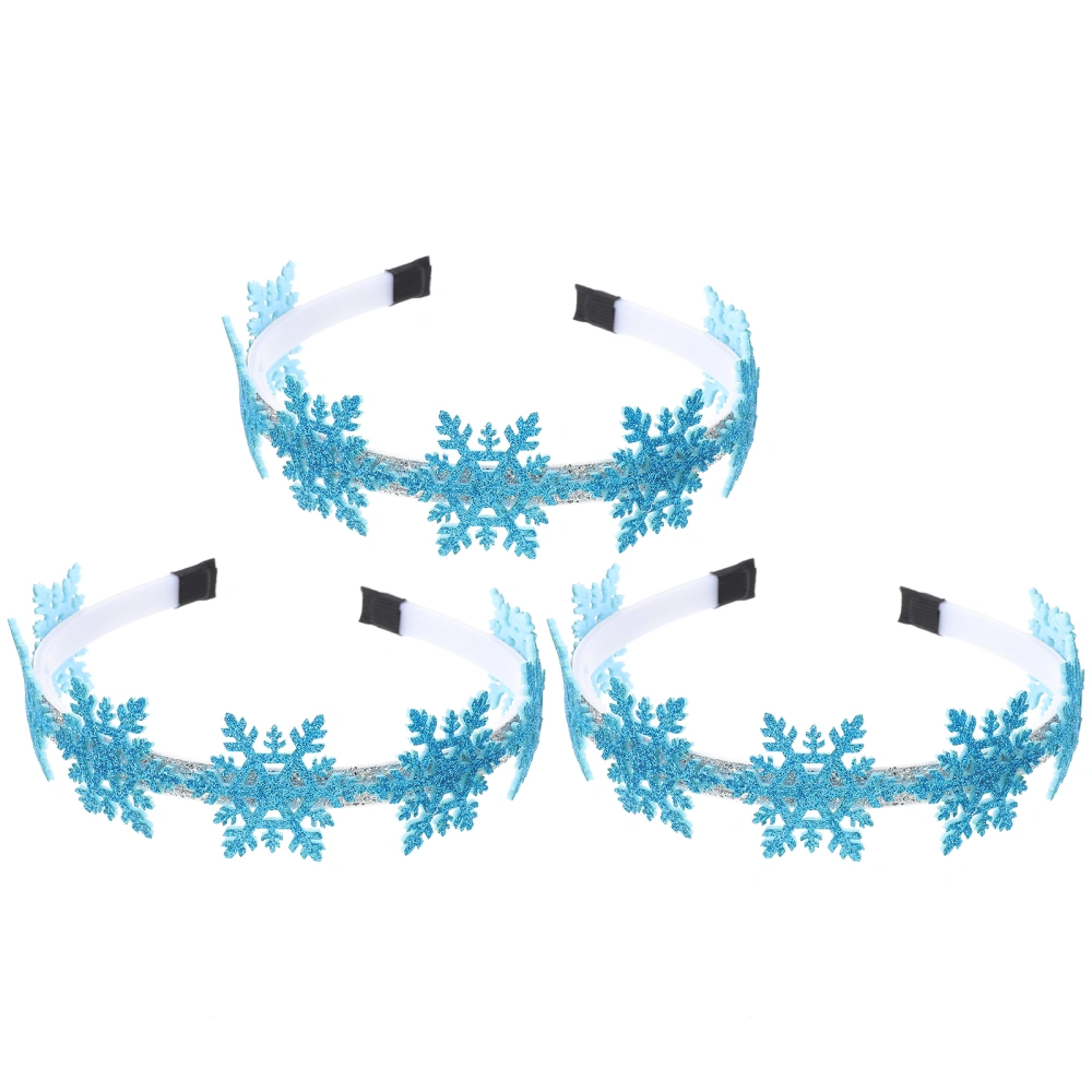 3PCS Decorative Xmas Snowflake Hair Hoops Lovely Christmas Snowflake Hairbands