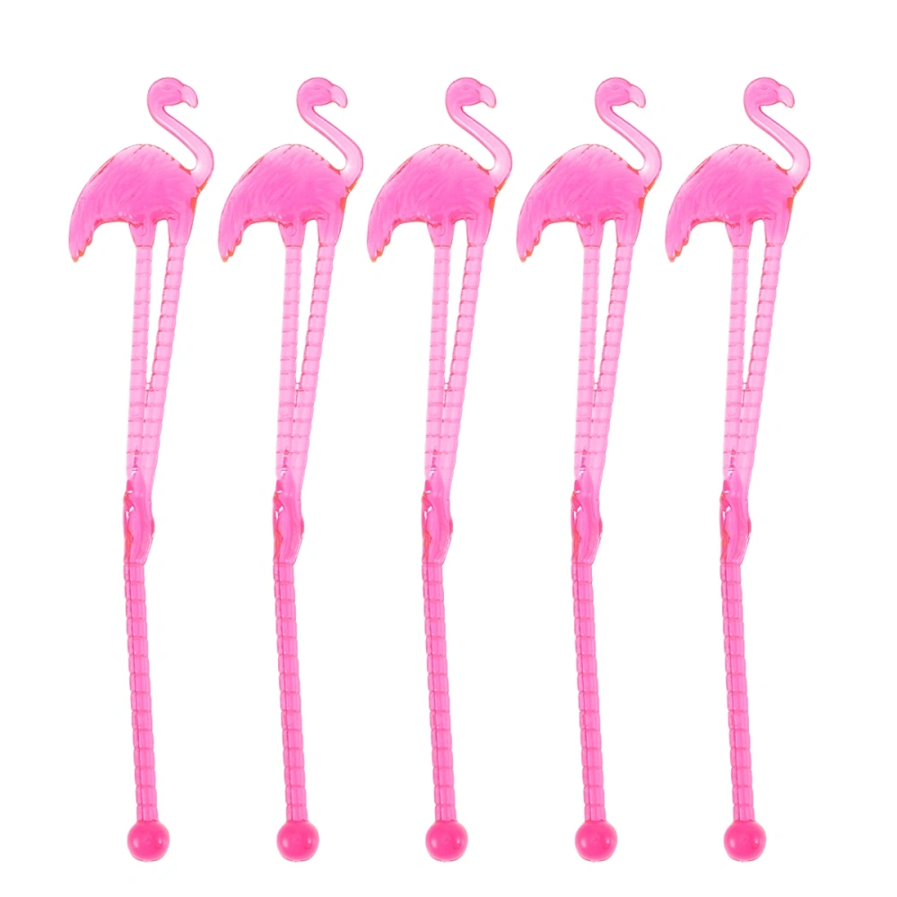 5pcs Plastic Flamingo Drink Muddler Disposable Beverage Stirrer Swizzle Sticks Blender Mixing Stick Stirring Rod