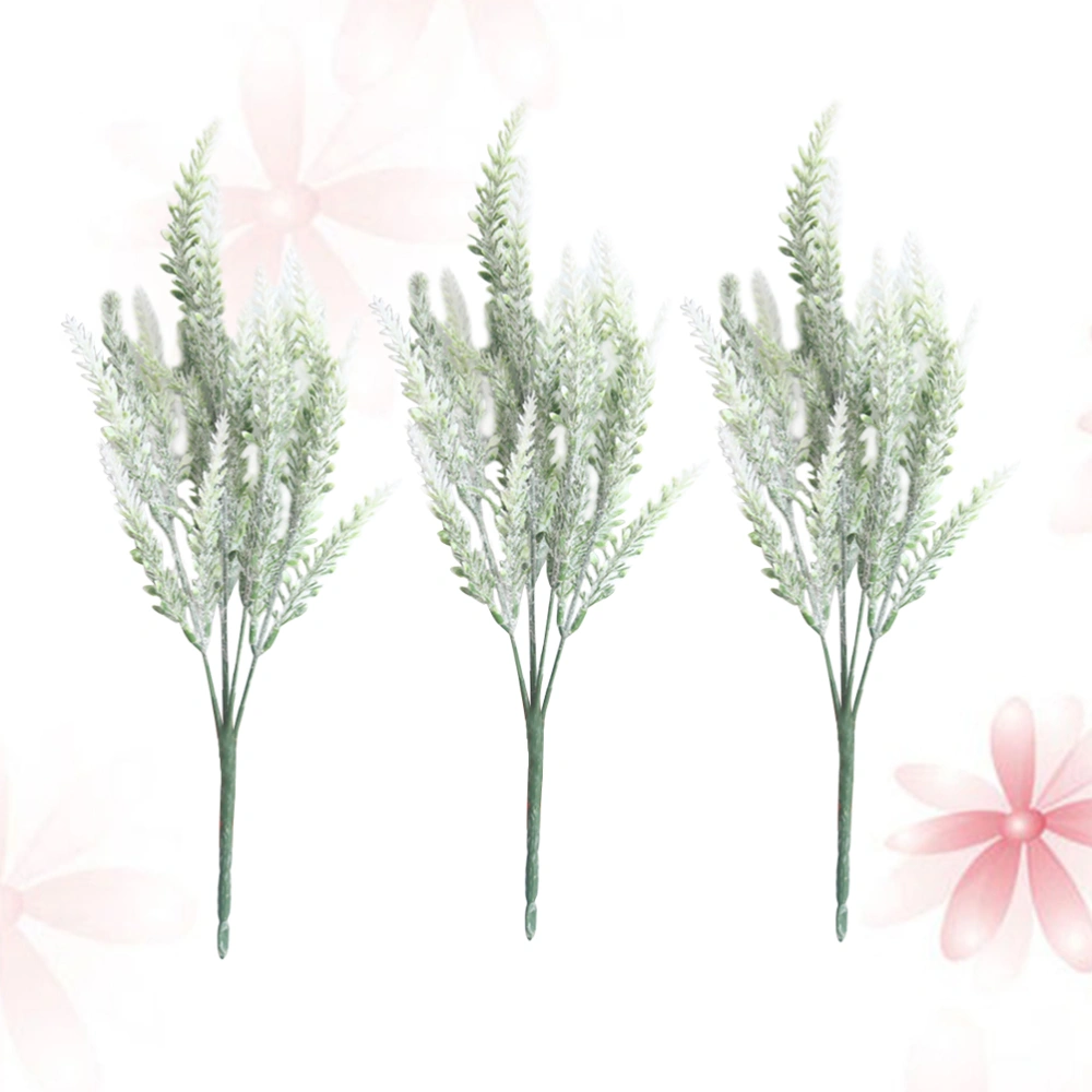 3 PCs Simulated Artificial Lavender Flower Bundle for Bouquet Home Office Wedding Decoration (White)