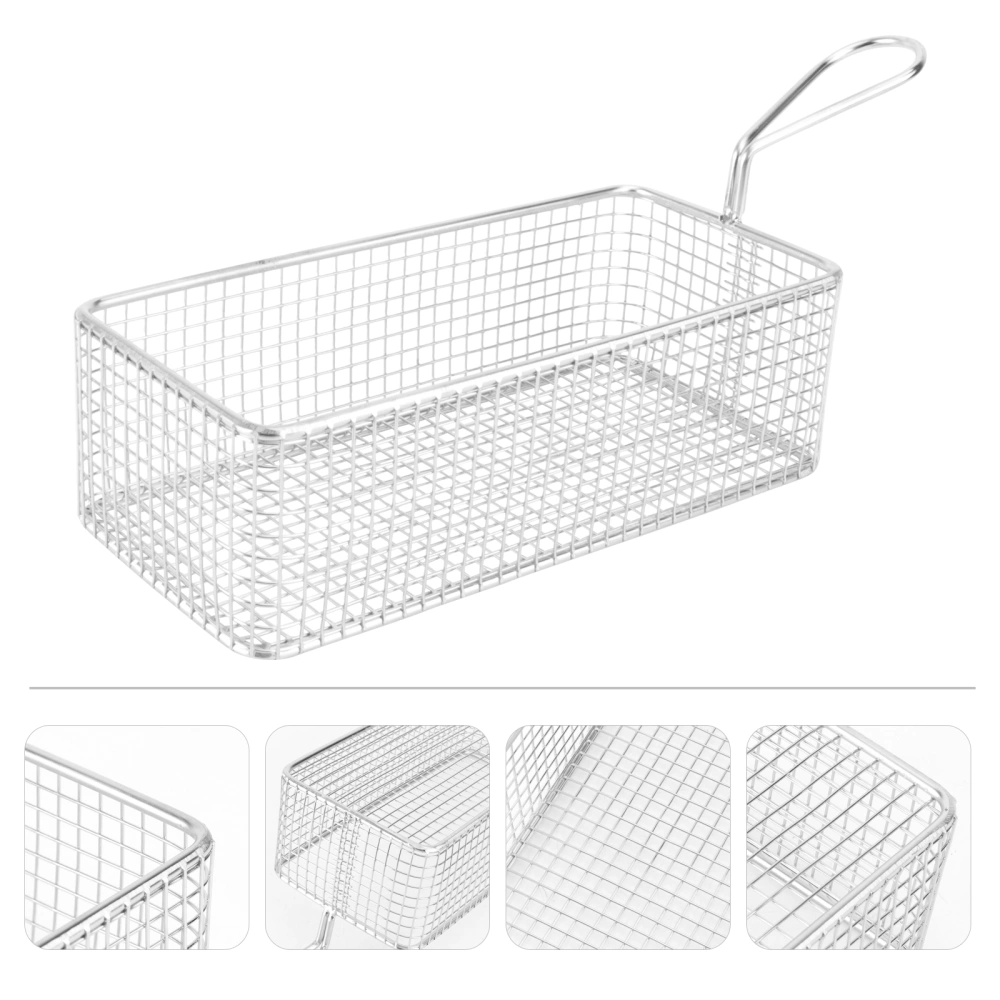 Stainless Steel Frying Basket Strainer Food Colander Mesh Fry Filter Mesh Basket For Potatoes Chips French Fries (Square Mesh D Pattern)